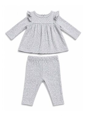 Sterling Baby Gray Fuzzy 2-Piece Long Sleeve & Leggings Set Baby Girl 3M